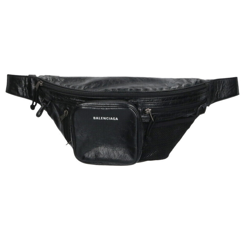 Balenciaga Leather Explorer Multizip Waist Bag Black
